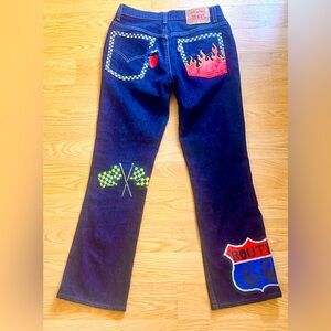 VTG Levis 517 Jeans 28x29 Bootcut - Hand Painted - Rolling Stones, Route 66, Y2K